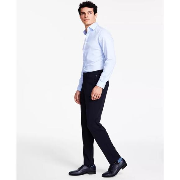 Calvin Klein Men's Dark Navy Solid Stretch Knit Slim-Fit Suit Pants Size 32W 32L